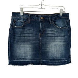 Kancan mid rise stretch denim cut off‎ mini skirt 29/11.